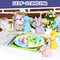 4 Pcs Easter Bunny Table Wooden Signs Bunny Shaped Farmhouse Decor Spring Rabbit Wood Tabletop Decorations Easter Rabbit Dining Room Table Decor Sign with Rope(Macaron Dots)